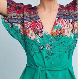 Anthropologie Vanessa Virginia  Takato Kimono Sleeve Silk Tunic Size 6 Petite‎
